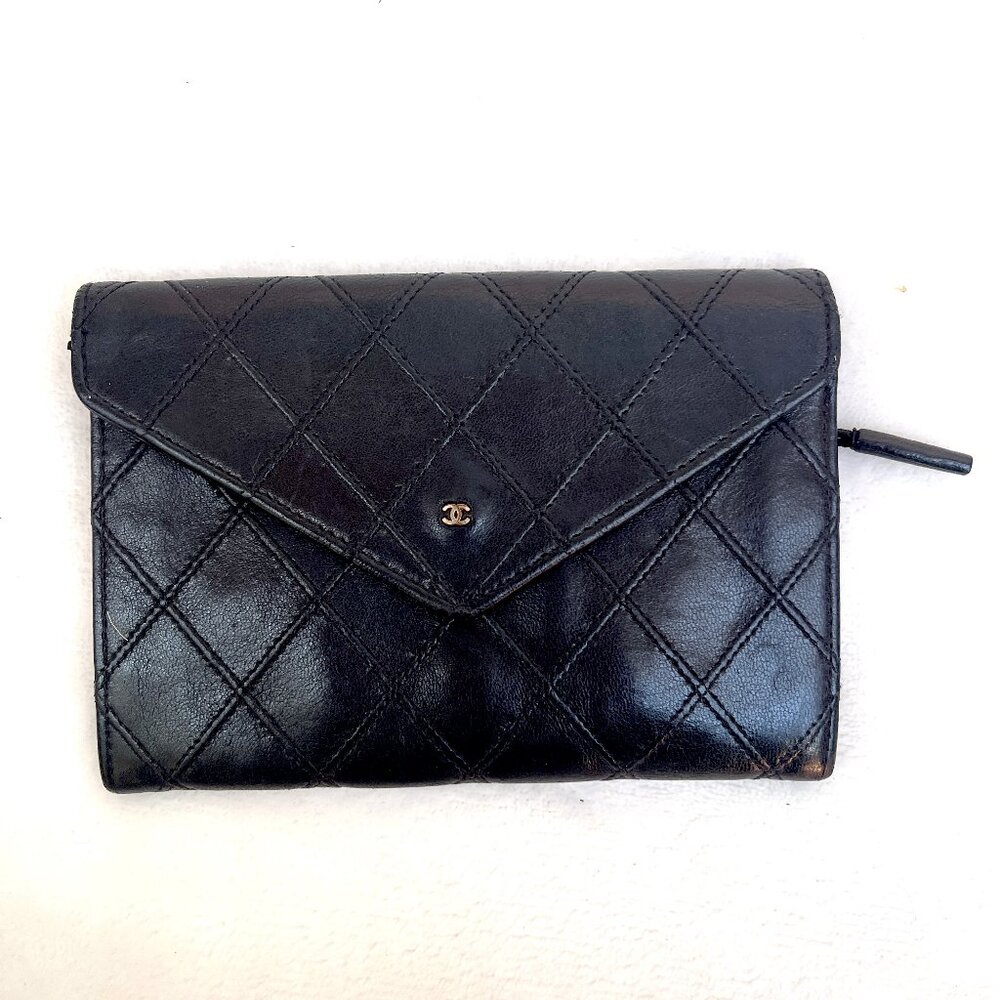 Chanel Small Diamond double Stitch Black Wallet - Picture 8 of 14